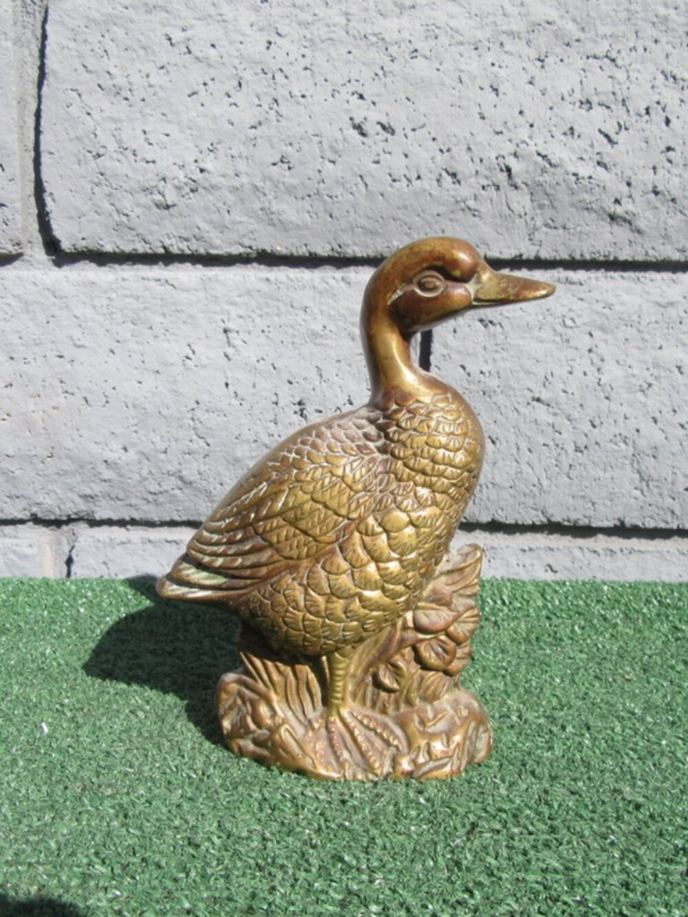 Vintage Solid Brass Duck Mallard 7" Figure Statue